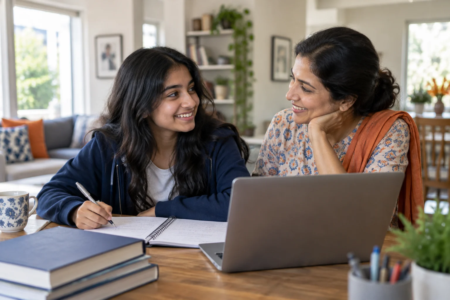 Illustrative scene of families and teens learning